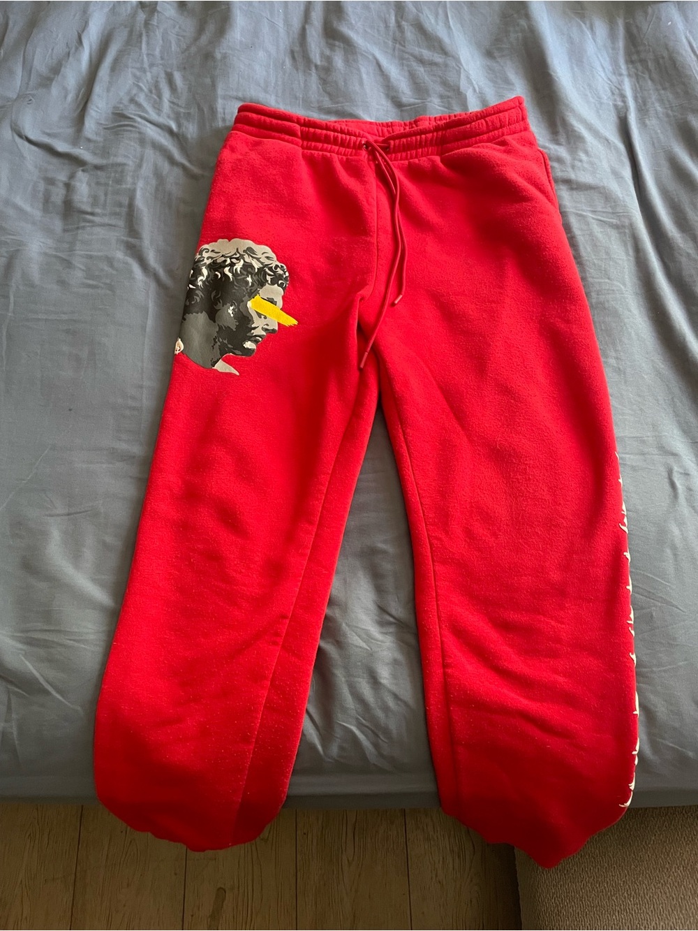 Members Only Red Sweatpants with Graphic Detail